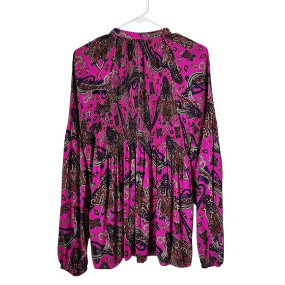 RALPH LAUREN Georgette Paisley Pleated blouse in purple XL - Picture 2 of 12